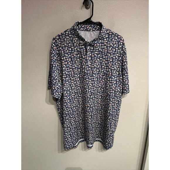 Southern Tide Mens XL Beer Print Pattern Golf Polo Shirt - Picture 1 of 8